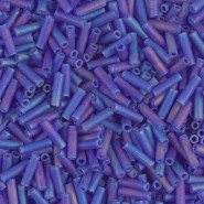 Miyuki Bugle 6mm Beads - Matted transparent cobalt ab BGL2-151FR